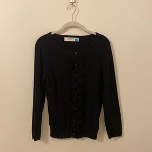 Cute black sweater with ruffle detail